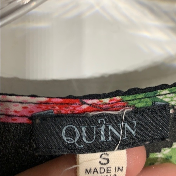 Quinn Digital Rose fringe hem open kimono cardigan small - Picture 3 of 8